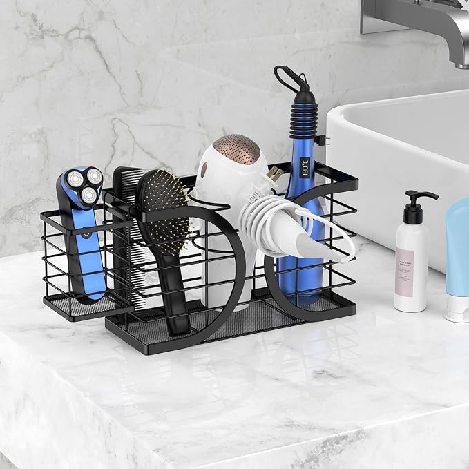 Hair Dryer Holder 3in1 Hair Tool Organizer/Wall Mounted, Cabinet Door or - Image 5
