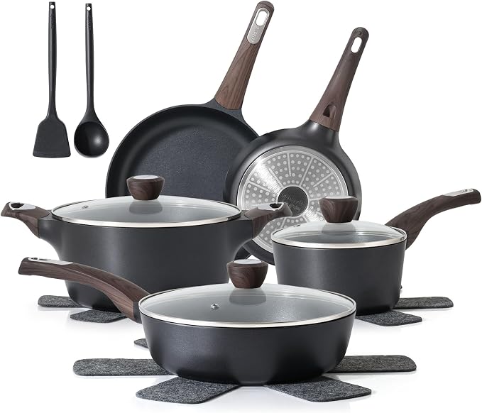 SENSARTE Pots and Pans Set Non stick, Non toxic Healthy Induction Cookware Sets by SENSARTE