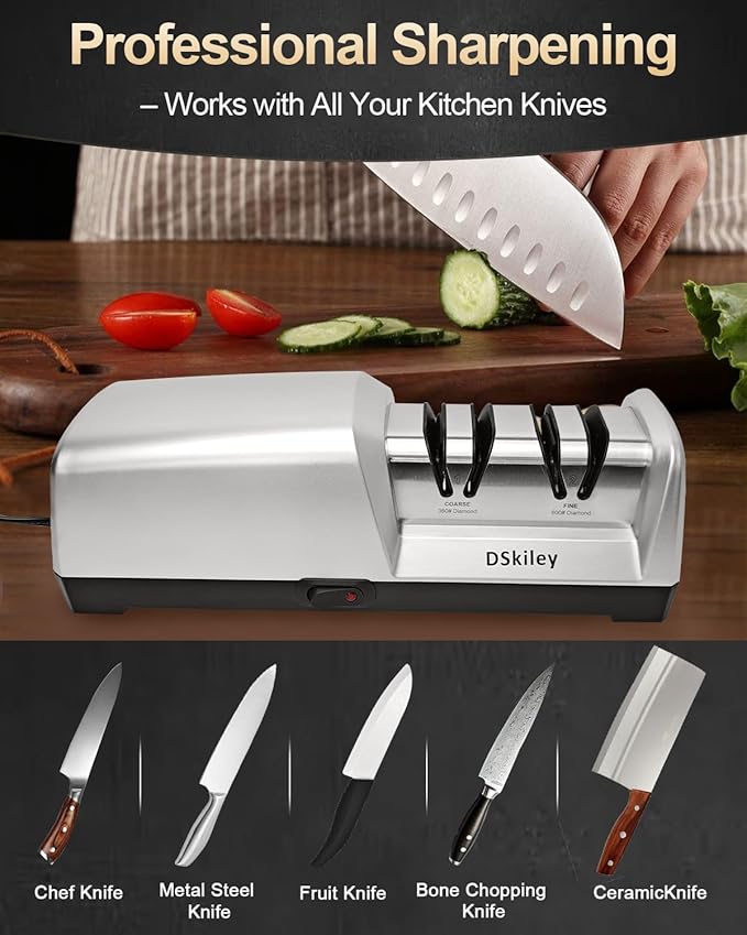 Electric Knife Sharpener for Kitchen – Professional 2-Stage 100% Diamond System - Image 5