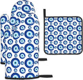 Blue Evil Eyes Oven Mitts and Pot Holders Sets of 3 Funny Hot Pads Heat by Unknown