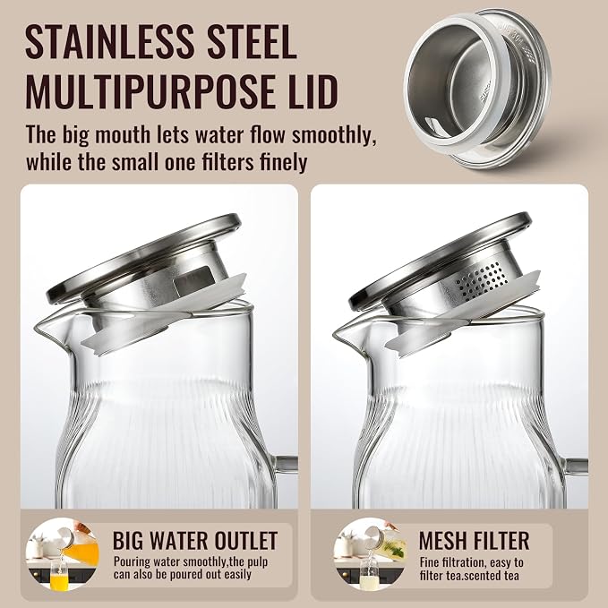 2 Pack 2 Liter/68 oz Square Glass Pitcher - Image 5