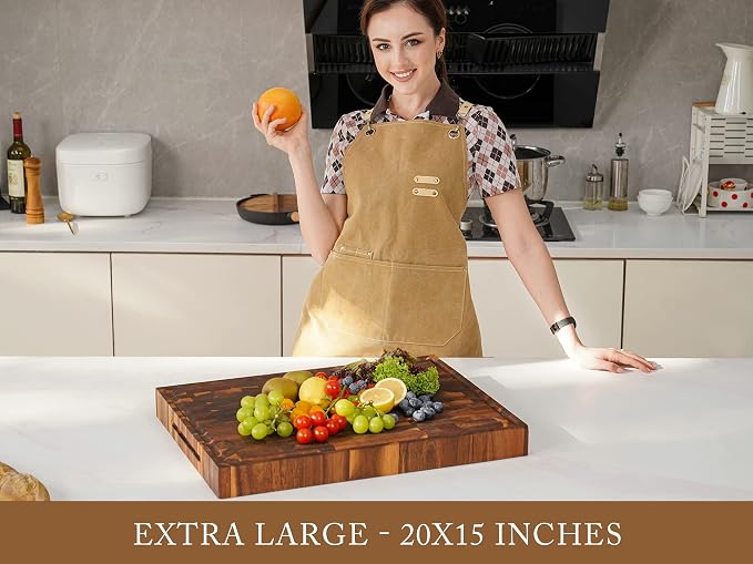 AZRHOM Extra Large Thick Walnut Wood End Grain Cutting Board 20x15x2 In - Image 6