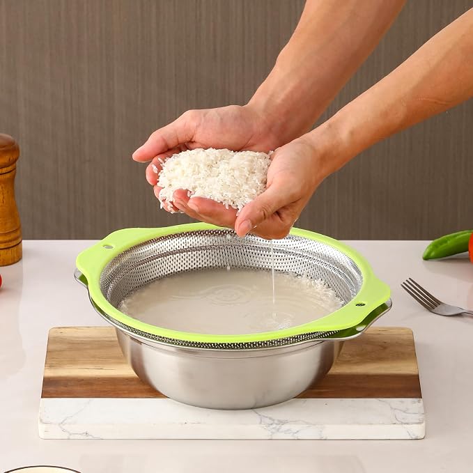 Colander Stainless Steel Microporous, 2QT Rice Strainer - Image 9