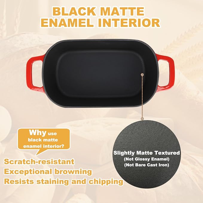 3.6QT Oval Enameled Cast Iron Dutch Oven, Sourdough Bread Baking Pan - Image 3