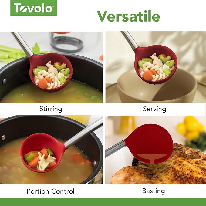 Tovolo Silicone Ladle With Stainless Steel Handle Deep Soup Ladle - Image 4