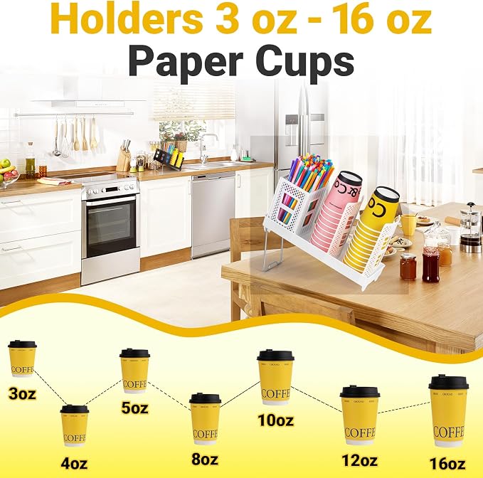 Cup and Lid Holder, Disposable Paper Cup Dispenser - Image 3