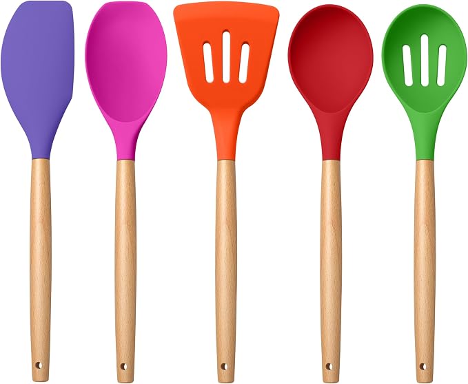 E-far Silicone Cooking Utensils Set, 5-Piece Kitchen Utensils Set by E-far