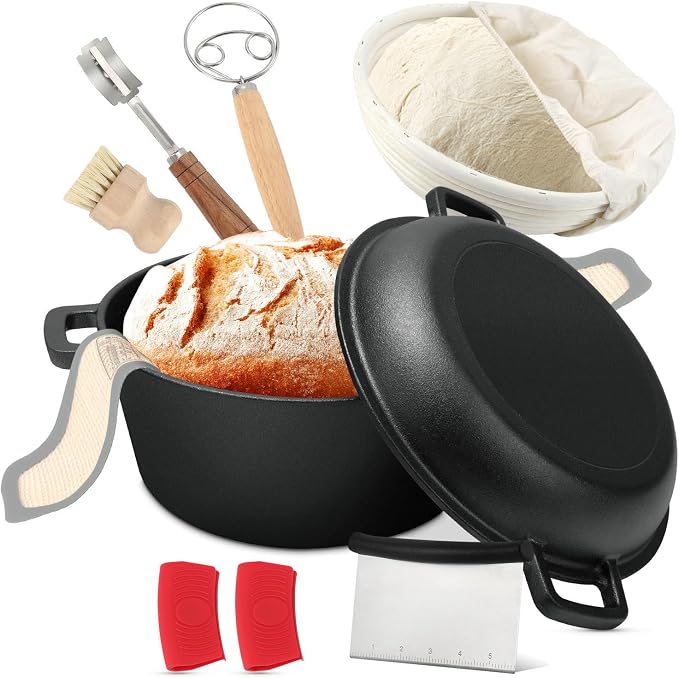 Cast Iron Dutch Oven for Bread Baking, 5 Qt Sourdough Dutch Oven by Fuairmee