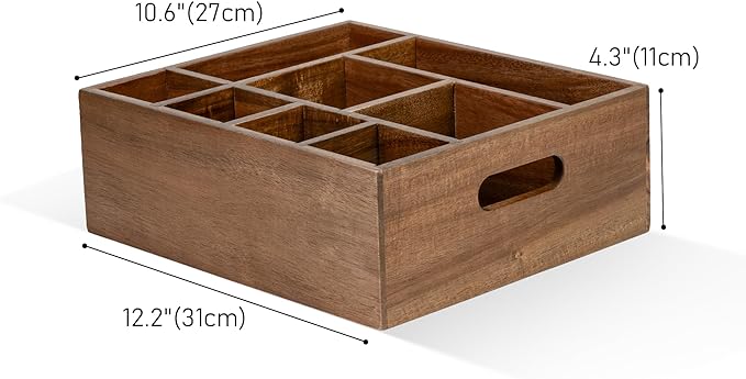 VaeFae Acacia Wood Caddy Organizer, Napkin and Paper Plate Holder, Wooden - Image 3