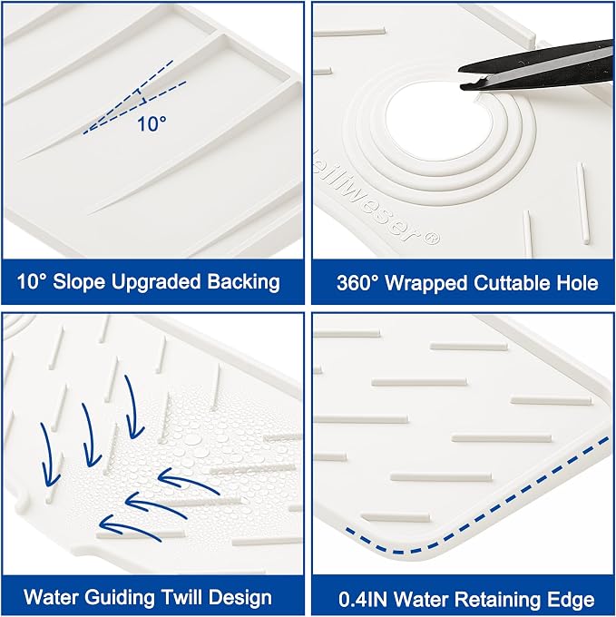 Faucet Mat for Kitchen Sink – 24” x 5.1” Extra-Long Silicone Splash Guard - Image 6