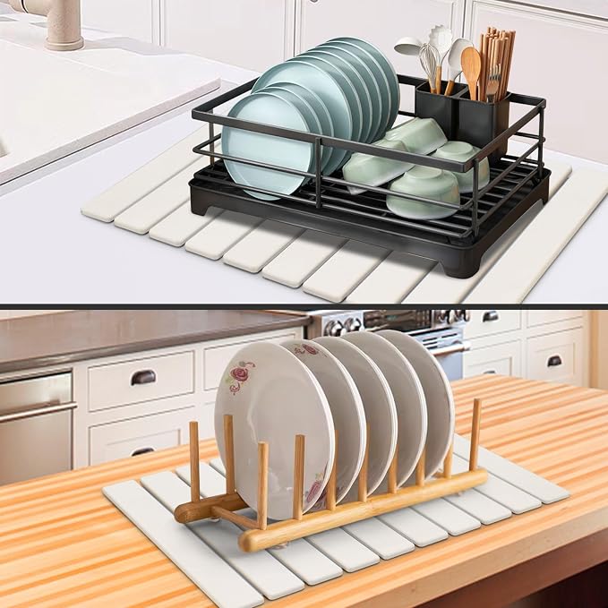 Large Stone Dish Drying Mat for Kitchen Counter, Eco-Friendly Diatomaceous - Image 4