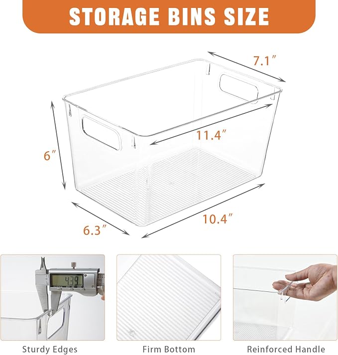 Freebat 12 Pack Large Clear Plastic Storage Bins, Plastic Containers - Image 2