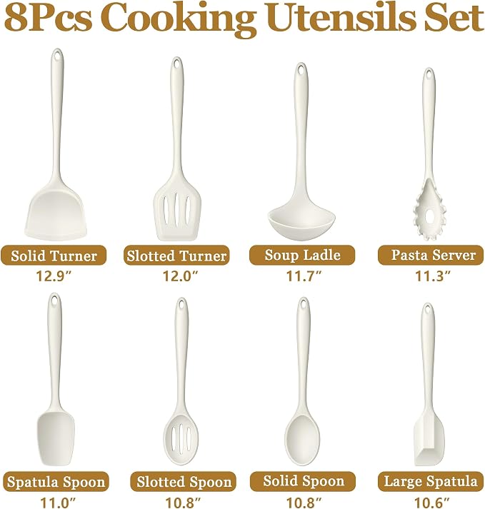 LIANYU 8Pcs Kitchen Cooking Utensils Set, Silicone Utensil Sets, Heat Resistant - Image 2