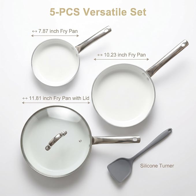 5Pcs Nonstick Cookware Set, Aluminum Nonstick Pots and Pans - Image 2