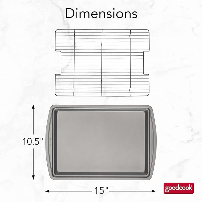 GoodCook 15” x 10.5” Nonstick Carbon Steel Baking Pan & Raised Wire Rack – - Image 5