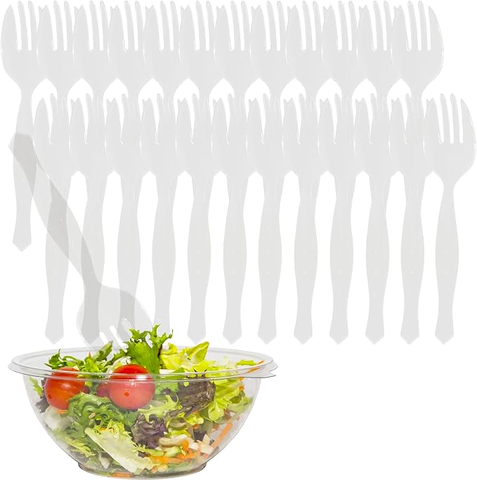 PARTY BARGAINS Disposable Clear Plastic Serving Forks 8.75 Inch – Heavy Duty by PARTYBARGAINS