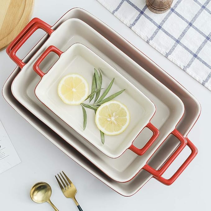 KOOV Bakeware Set, Ceramic Baking Dish, Rectangular Baking Pans Set, Casserole - Image 5