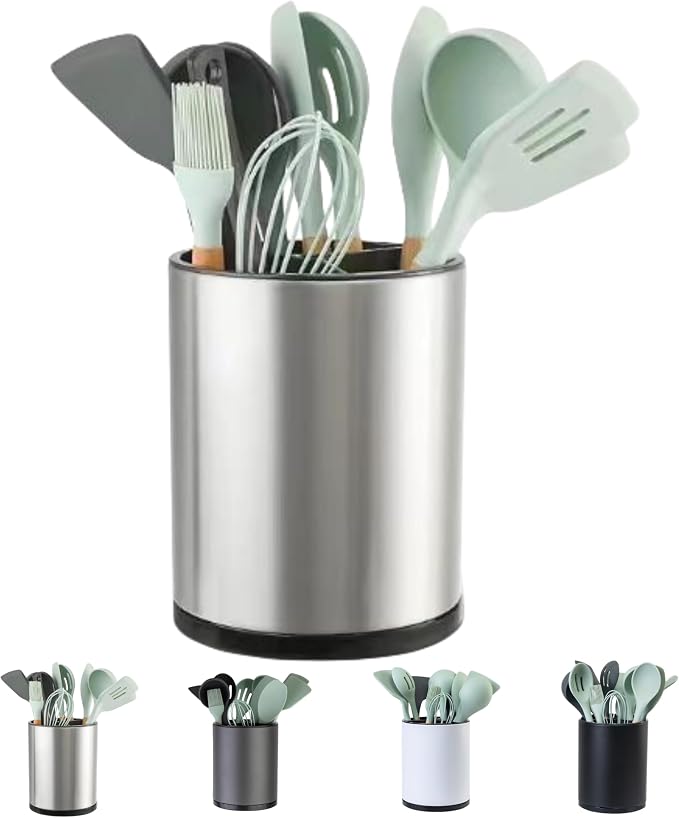 LIBODOUR Kitchen Utensil Holder Extra Large 360°Rotating by ModernandFarmhouseUtensilHolder
