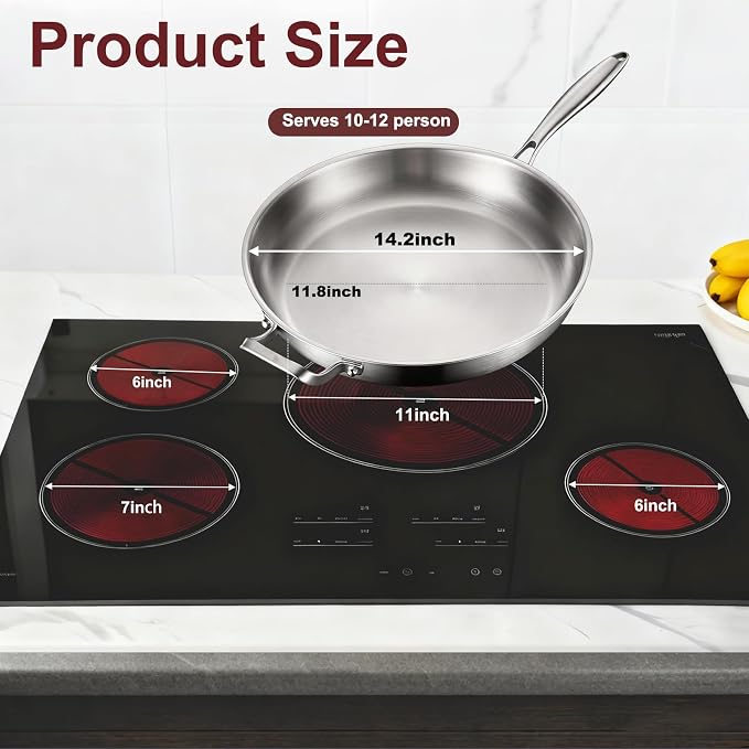 DELARLO Tri-Ply Stainless Steel Pan, 18/10 Frying Pan, Oven Safe Up to 600°F - Image 5