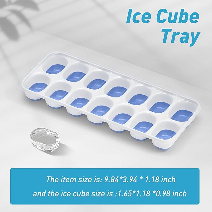 ChefAide Ice Cube Tray with Lid, 4 Packs 56 Cubes Durable Stackable Ice Cube - Image 3