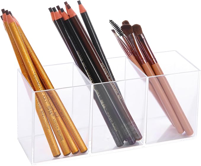 elysolpluv Clear Acrylic Silverware & Pen Organizer Caddy, Transparent Plastic - Image 4