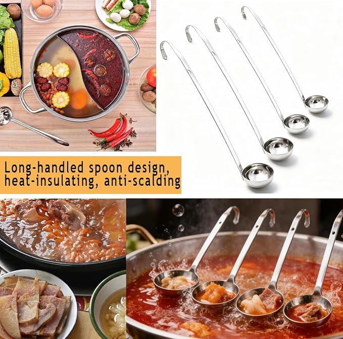 Markeny 4 Pieces Stainless Steel Soup Ladle Metal Handle Ladle - Image 9