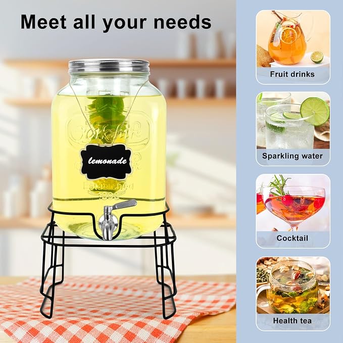2 Gallon Glass Drink Dispensers - Image 2