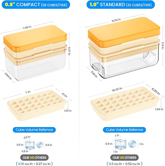 PHINOX Ice Cube Tray with Lid and Bin, Ice Trays - Image 6