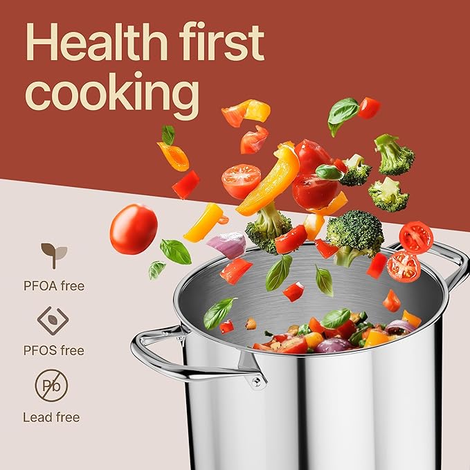Stainless Steel Stockpot with Tempered Glass Lid 3 Quart, Durable 18/0 - Image 6