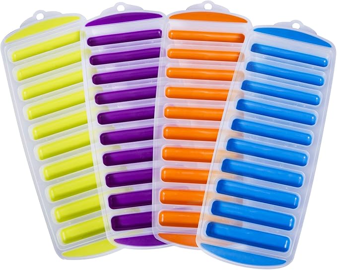 Ozera 4 Pack Ice Cube Trays, Narrow Water Bottle Ice Cube Tray Stick, Silicone by Ozera
