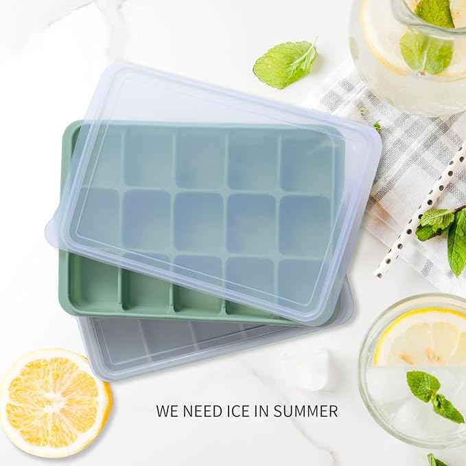 Ice Cube Trays Set of 2, Easy Release 15 Flexible Silicone Ice Cube Molds - Image 2