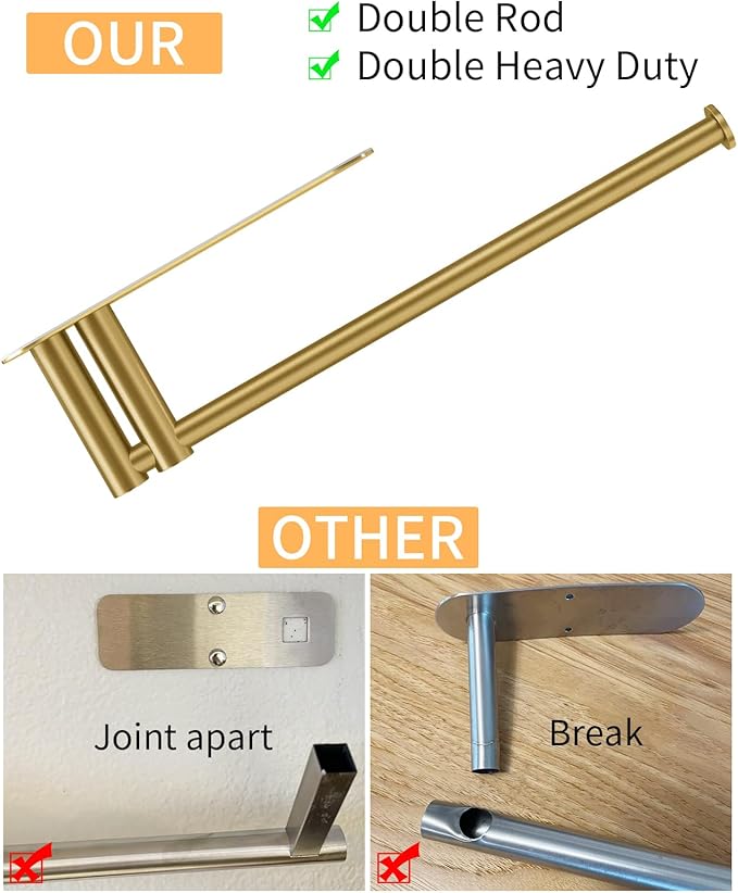 Paper Towel Holder Under Cabinet, 13Inch Self-Adhesive or Wall Paper Towel - Image 3