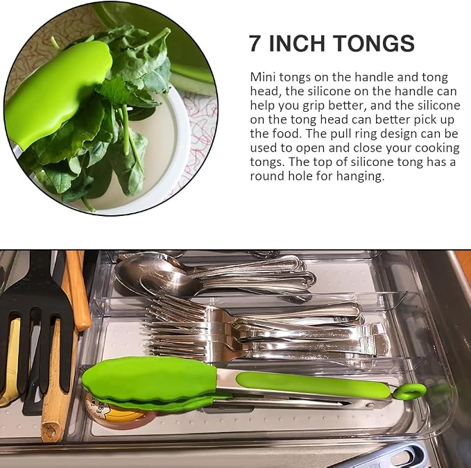 Small Silicone Serving Tongs Set of 3, Mini Tongs - Image 6