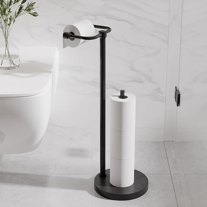 RARXTR Toilet Paper Holder Stand, Post Pivoting Design Free Standing Toilet - Image 2