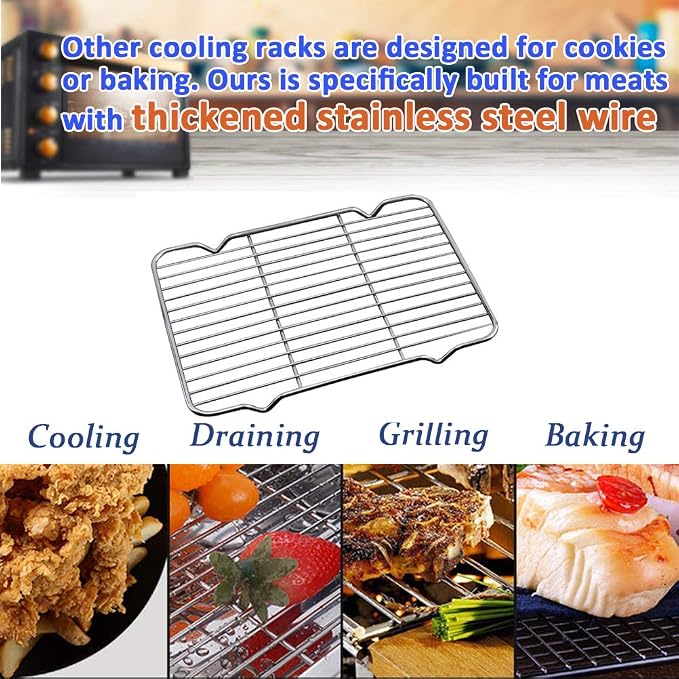 Oven Roasting Rack 11 x 15.4 inch Rectangle Baking Cooling Steaming Grilling - Image 7