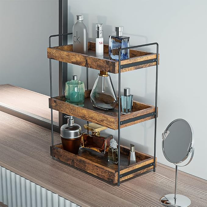 Bathroom Counter Organizer, 3-Tier Wood Spice Rack Organizer - Image 5