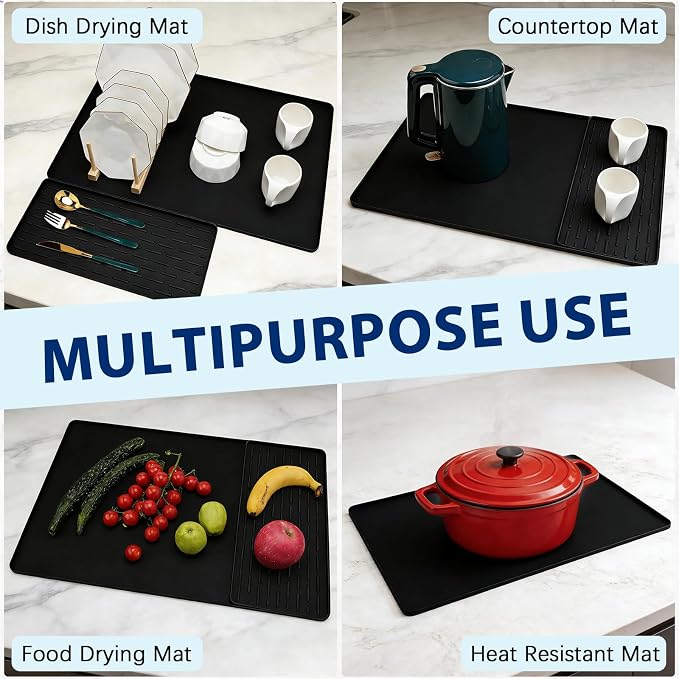 Silicone Coffee Mat 24" x 16", Heat Resistant Non Slip Leak Proof - Image 4
