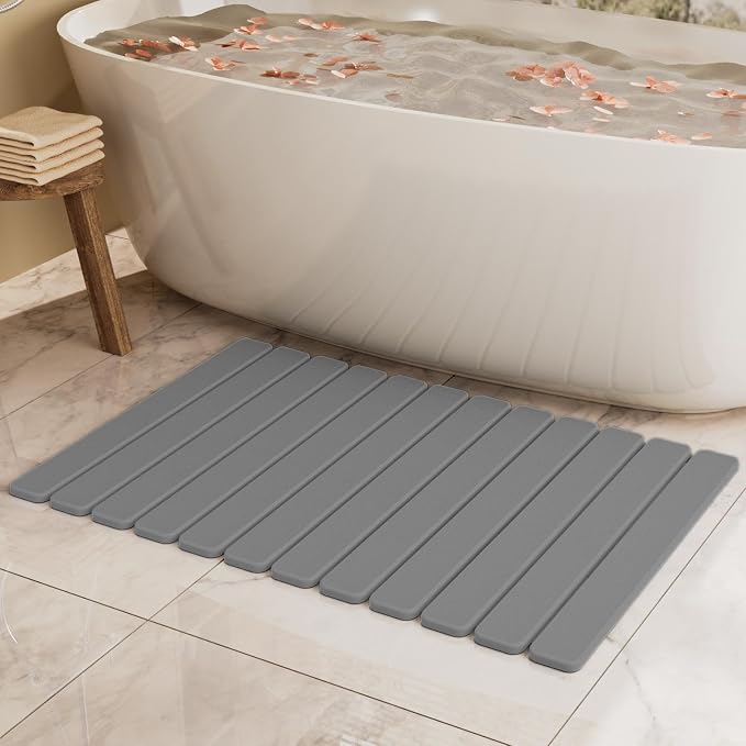 Large Stone Bath Mat 31.5 x 19.7in, Quick Dry Diatomaceous Earth Mats by SummerKiss