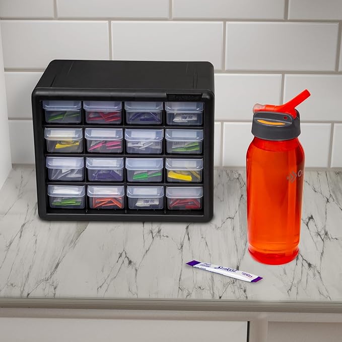Akro-Mils 16-Drawer Plastic Storage Cabinet | 10-1/2 x 6-1/2 x 8-1/2 Inch | - Image 2