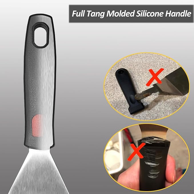 Small Spatula for Cast Iron Skillets, Full Tang silicone Handle, Heat Resistant - Image 4