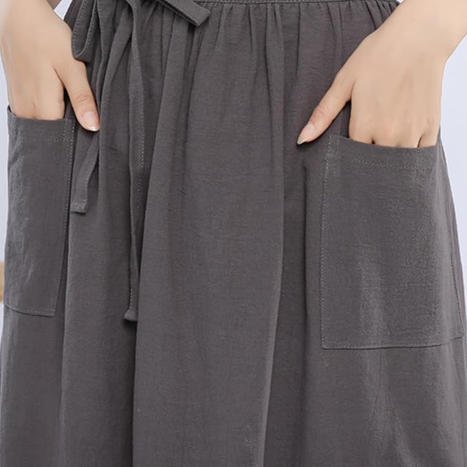Cotton Linen Half Apron for Women Vintage Waist Apron Ruffle Plain Bright Color - Image 5