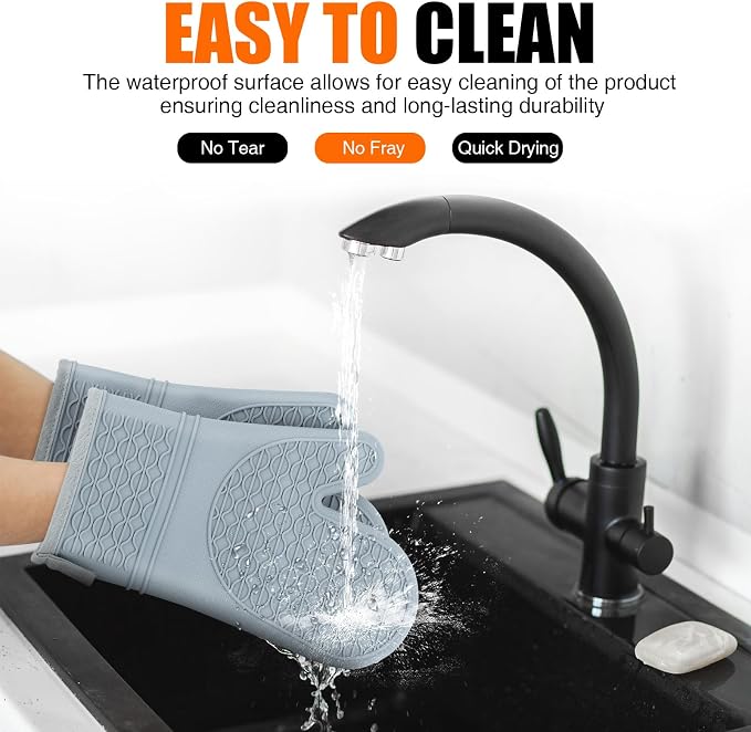 Silicone Oven Mitts, Heat Resistant 2PCS Oven Mitts - Image 5