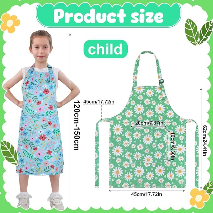 2 Pack Kids Apron, Cute Cooking Aprons, Waterproof Art Apron - Image 2