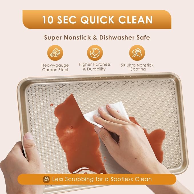 Baking Sheet Pan Set of 3, Nonstick Carbon Steel Cookie Sheets - Image 8