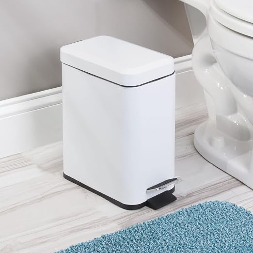mDesign 5 Liter Rectangular Small Steel Step Trash Can Wastebasket, Garbage - Image 3