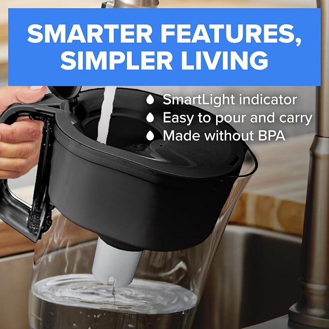 Brita Small 6 Cup Water Filter Pitcher, 1 BritaPlus Filter, Stone Blue - Image 4