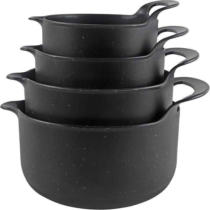COOK WITH COLOR Nesting Plastic Mixing Bowl Set with Pour Spouts and Handles by CookwithColor