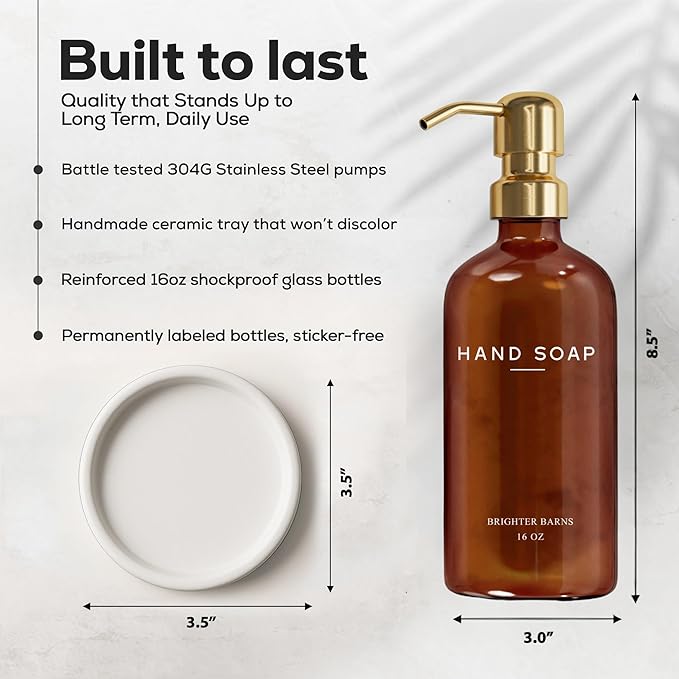 Luxury Glass Hand Soap Dispenser Bathroom Set by Brighter Barns - Image 3