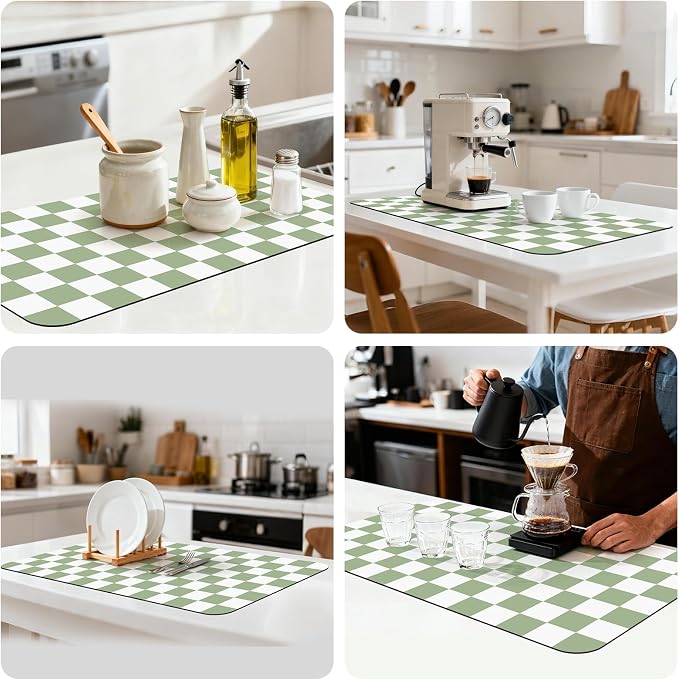 17" x 32" Checkered Dish Drying Mat - Image 8