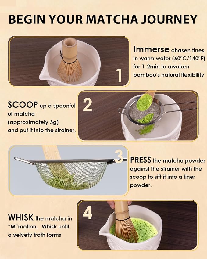 Bamboo Matcha Whisk Set with 2-pack 100% Natural Bamboo matcha Whisk, Tea Scoop - Image 6